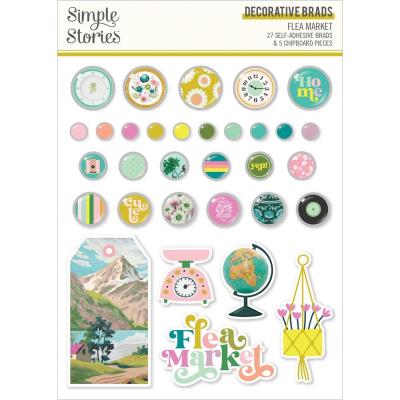 Simple Stories Flea Market Embellishments - Decorative Brads