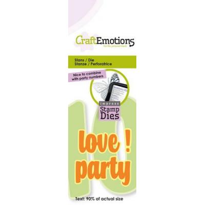 CraftEmotions Impress Stamp Die - Love, Party!