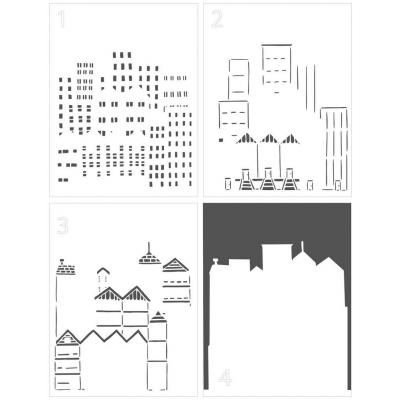 The Crafter's Workshop Layered Stencil - Cityscape Buildings