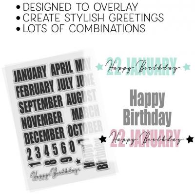 Polkadoodles Clear Stamps - Happy Birthday Dates & Messages Layering