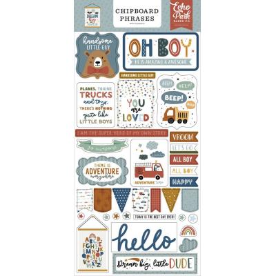 Echo Park Dream Big Little Boy Sticker - Chipboard Phrases