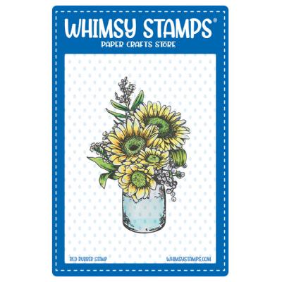 Whimsy Deb Davis Rubber Cling Stamp - Gerbera Daisies Vase