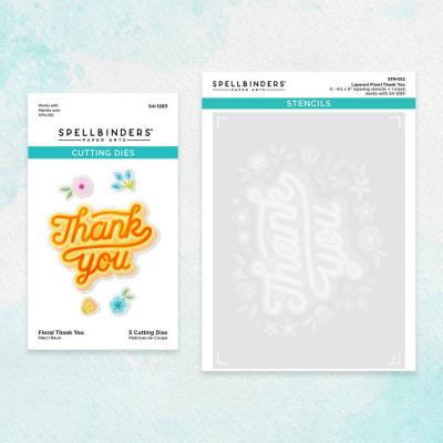 Spellbinders Etched Dies & Stencil - Floral Thank You