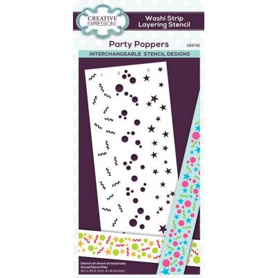 Creative Expressions Washi Strip Layering Stencil - Party Poppers