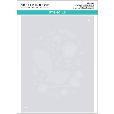 Spellbinders Layering Stencils - Stylish Oval Floral Bird