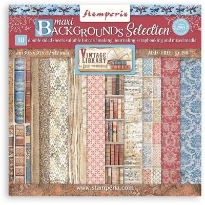 Stamperia Vintage Library Designpapiere - Maxi Backgrounds