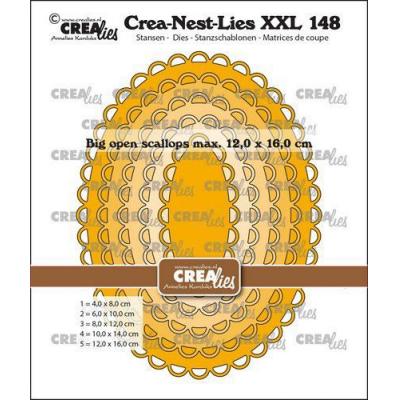 Crealies Crea-Nest-Lies XXL CLNestXXL148 Stanzschablonen - Ovale mit großem offenem Wellenrand