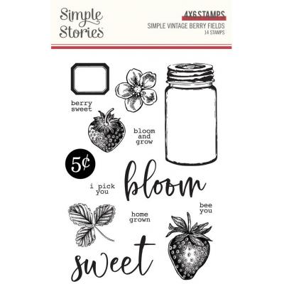 Simple Stories Vintage Berry Fields Clea Stamps - Vintage Berry Fields