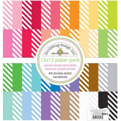 Doodlebug  Candy Stripe-Sprinkles Rainbow Designpapier - Petite Prints Pack