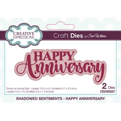 Creative Expressions Sue Wilson Craft Die - Shadowed Sentiments - Happy Anniversary