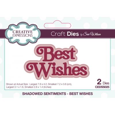Creative Expressions Sue Wilson Craft Die - Shadowed Sentiments - Best Wishes