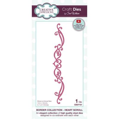Creative Expressions Sue Wilson Craft Die - Border Collection - Heart Scroll