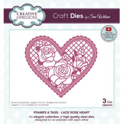 Creative Expressions Sue Wilson Craft Die - Frames & Tags - Lace Rose Heart