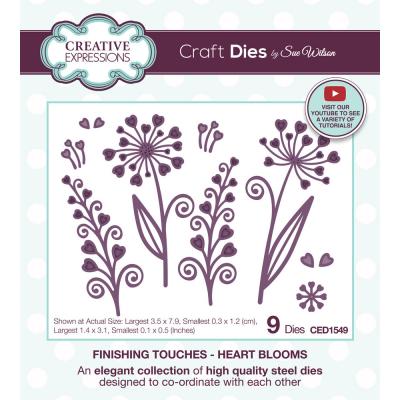 Creative Expressions Sue Wilson Craft Die - Finishing Touches - Heart Blooms