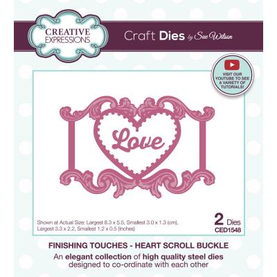 Creative Expressions Sue Wilson Craft Die - Finishing Touches - Heart Scroll Buckle