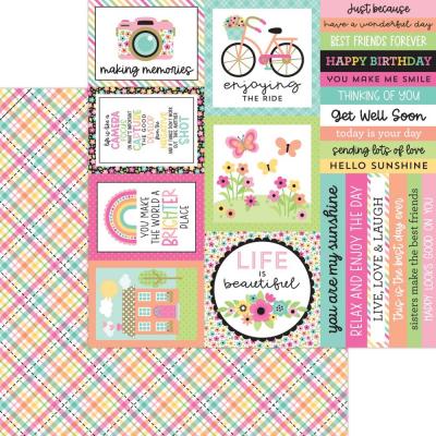 Doodlebug Hello Again Cardstock - Patchwork Plaid