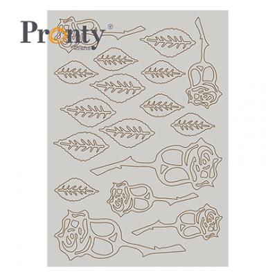 Pronty Grey Chipboard A4 - Roses