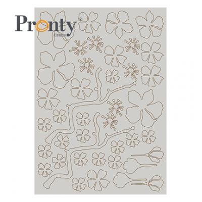 Pronty Grey Chipboard A4 - Layered Cherry Blossoms