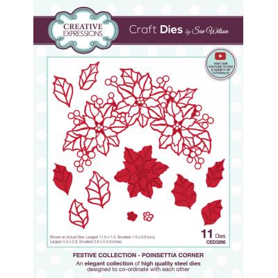 Creative Expressions Sue Wilson Craft Die - Festive Poinsettia Corner