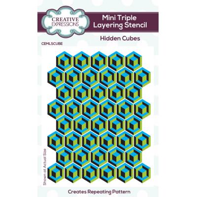 Creative Expressions Mini Triple Layering Stencil - Hidden Cubes