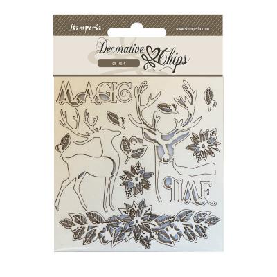 Stamperia Christmas Mixed Media Decorative Chips - Magic Time