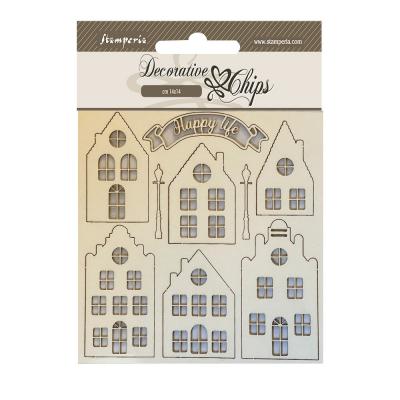 Stamperia Christmas Mixed Media Decorative Chips - Cozy Houses