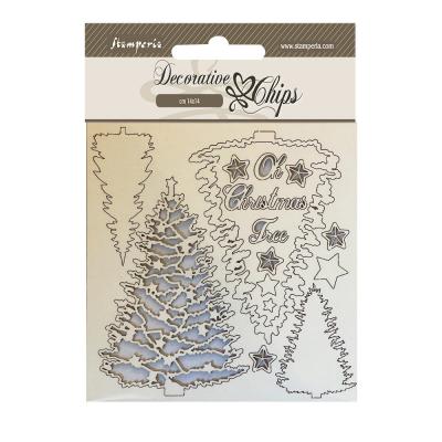 Stamperia Christmas Mixed Media Decorative Chips - Christmas Tree