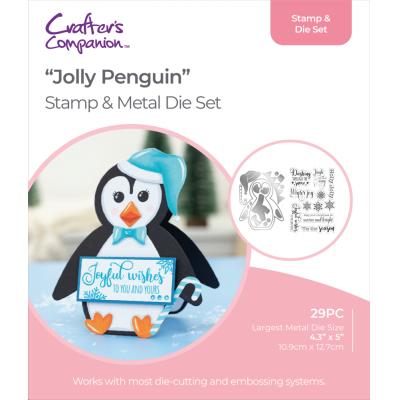 Gemini Shaped Card Base Stamp & Die - Jolly Penguin