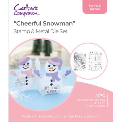 Gemini Shaped Card Base Stamp & Die - Cheerful Snowman