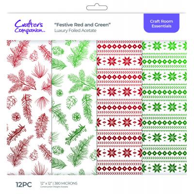 Crafter's Companion Foiled Acetate: Red & Green