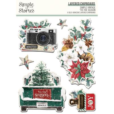 Simple Stories Simple Vintage 'Tis The Season - Layered Chipboard