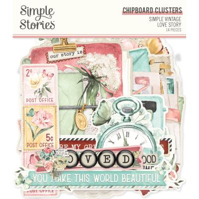 Simple Stories Simple Vintage Love Story - Chipboard Clusters