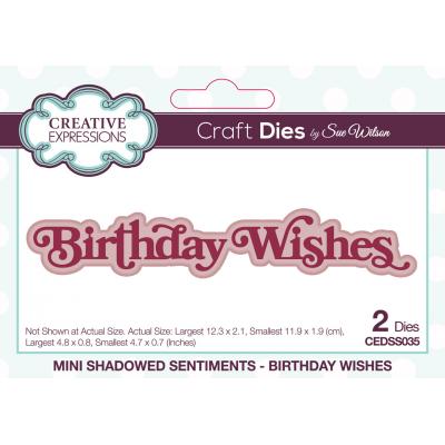 Creative Expressions Craft Die - Mini Shadowed Sentiments Birthday Wishes