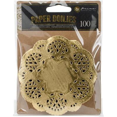 Prima Marketing Paper Doilies Round Gold