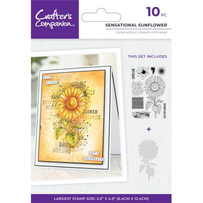 Crafter's Companion Floral Collage Clear Stamp w/ Mask - Sensational Sunflower