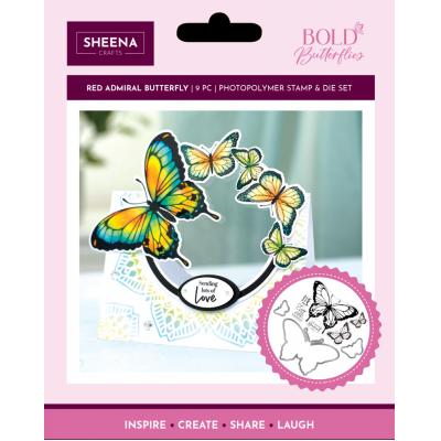 Crafter's Companion Bold Butterflies Stamp & Die - Red Admiral Butterfly