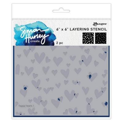 Ranger Simon Hurley Layering Stencil - Happy Hearts