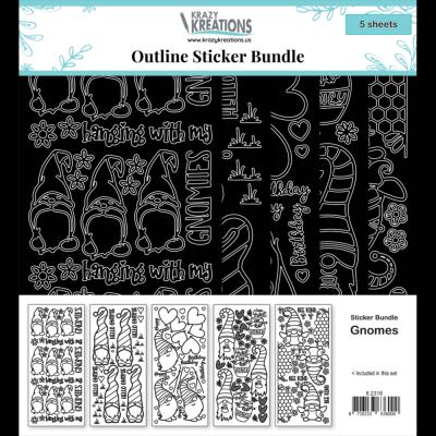 Krazy Kreations Outline Sticker Bundle - Gnomes