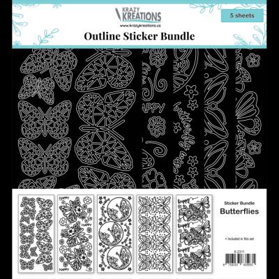 Krazy Kreations Outline Sticker Bundle - Butterflies