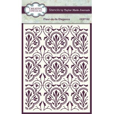 Creative Expressions Taylor Made Journals Stencil - Fleur-de-lis Elegance