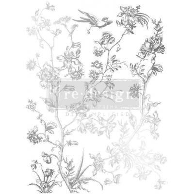 Prima Marketing Re-Design Silver Foil Decor Transfers - Silver Bird