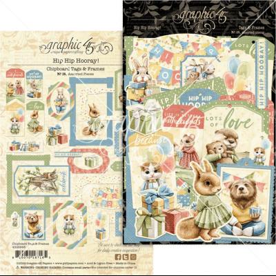 Graphic 45 Hip Hip Hooray - Chipboard Tags & Frames