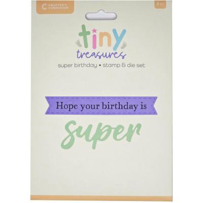 Crafter's Companion Tiny Treasures Stamp & Die - Super Birthday