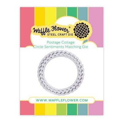 Waffle Flower Matching Die - Postage Collage Circle Sentiments