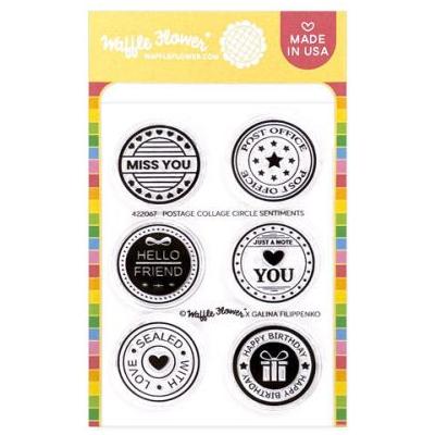 Waffle Flower Stempel - Postage Collage Circle Sentiments