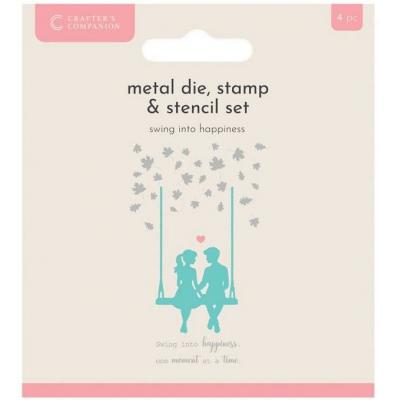 Crafter's Companion Metal Die, Stamp and Stencil Set - Swing Into Happiness