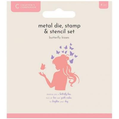 Crafter's Companion Metal Die, Stamp and Stencil Set - Butterfly Kisses