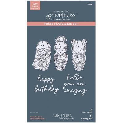 Spellbinders Paper Arts Press Plate & Die Set - Kokeshi Dolls