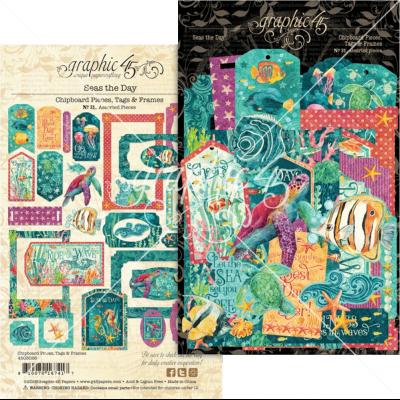 Graphic 45 Sea's the Day - Chipboard Tags & Frames