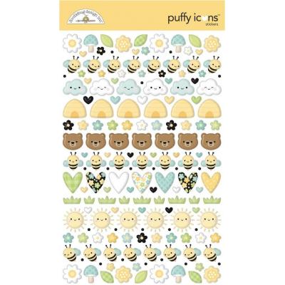 Doodlebug Design Bee Happy - Puffy Icons Stickers